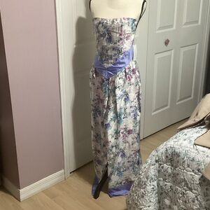 Sienna Sky Floral Strapless Jumpsuit with Lavender Accents